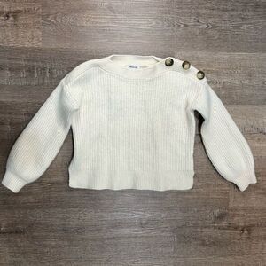 Madewell Women's Merino Wool Ivory Chunky Knit Cropped Sweater Boho Hippie XS